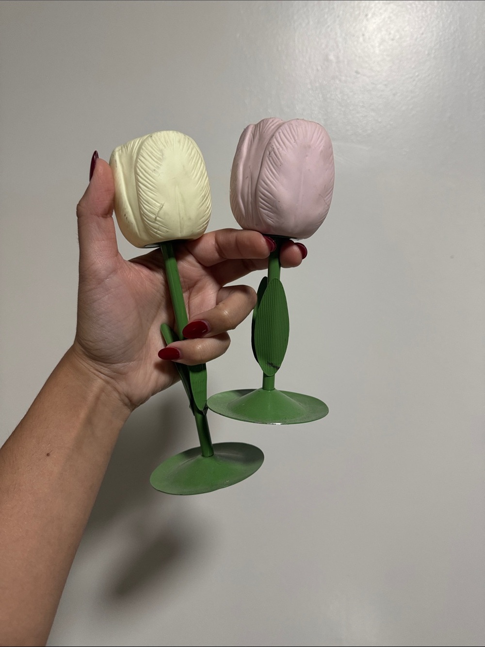Decorative Tulip Stem Candle Holders - Cream & Blush